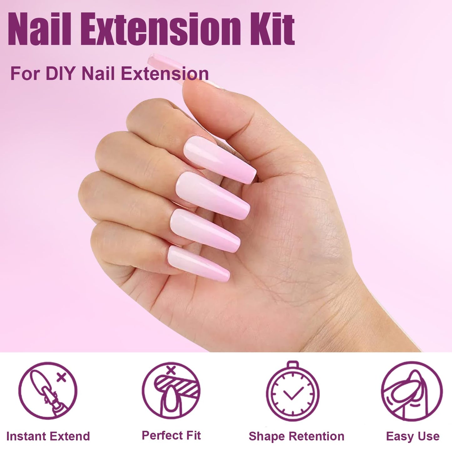 Vnjaoi 280 Pcs Original Sandwich Nails Dual Form with Guide Lines Long Coffin Nail Mold for Builder Gel Nail Extensions Art Design Salon DIY at Home