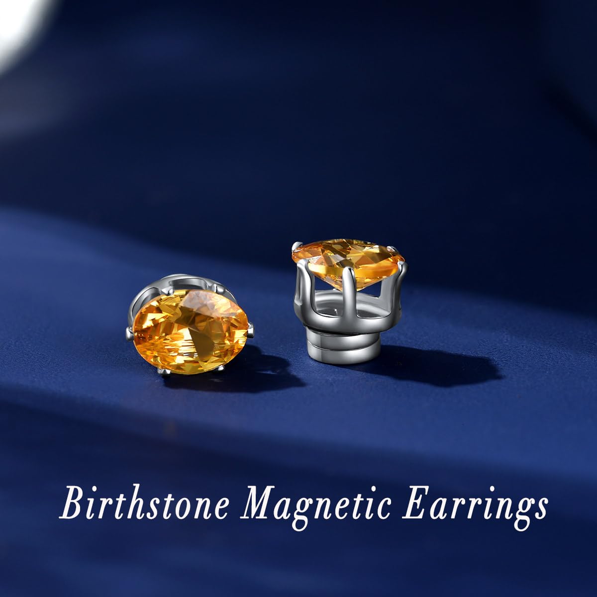 Spiritlele 12 Pairs Birthstone Magnetic Earrings Set Cubic Zirconia Clip on Non Piercing Fake Stud Earrings Birthday Gifts Unisex (Oval)
