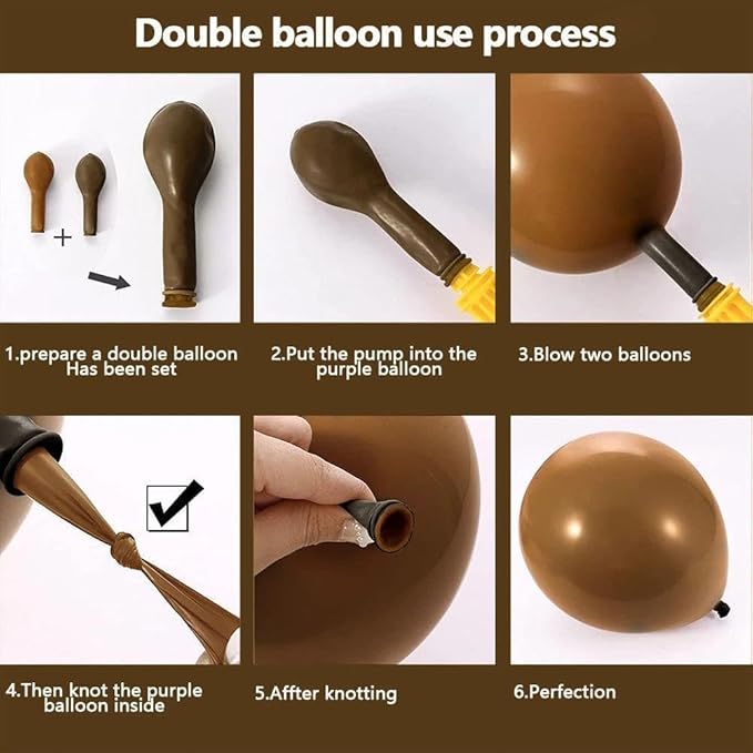 Brown Balloon Garland Kit, Double Stuffed – Coffee, Tan, Apricot, Pearl Sand, Ivory, Beige & Gold Latex Balloons for Boho Baby Shower, Bear & Safari Party