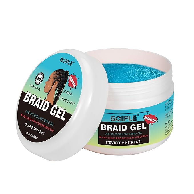 Braid & Loc Gel Good for Twist, Locs, Braids, Edge No Flake Extra Hold High Shine Braiding Gel & Edge Control Long Lasting for Locks, Cornrows Smooths & Tames Frizz 8.8oz (Tea Tree)