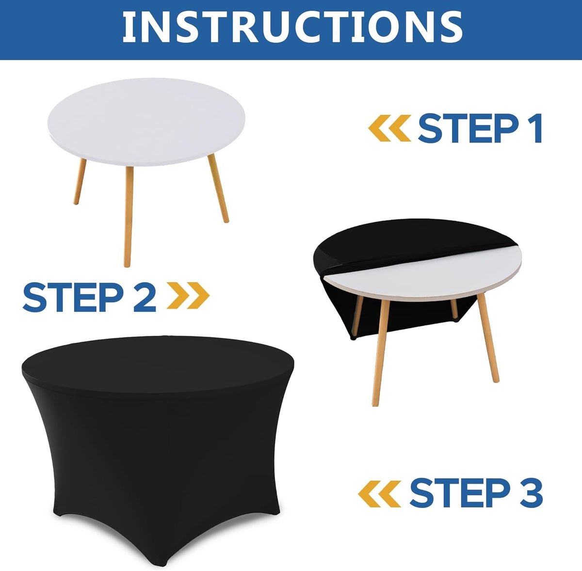 Fitted Table Cloth Round Cover 6ft-Spandex Elastic Table Covers 6 Pack 72 Inch-Black Small Stretch Folding Tablecloth for Weddings Banquets Restaurant Event Parties Vendor Stand Tables