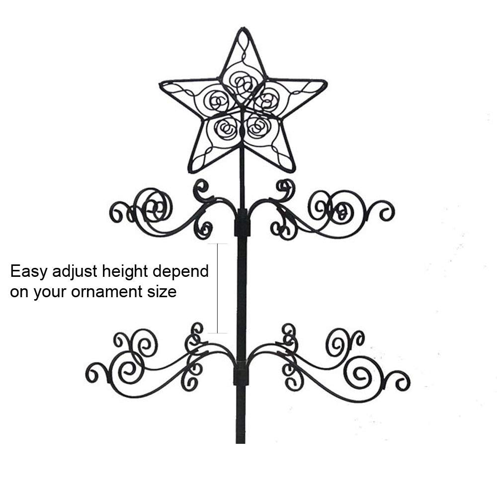 HOHIYA 24” Rotating Ornament Display Tree Stand 36 Hooks Metal Tabletop Display Rack for Christmas Ornaments Halloween Decor Craft Show Display Heavy Duty Black