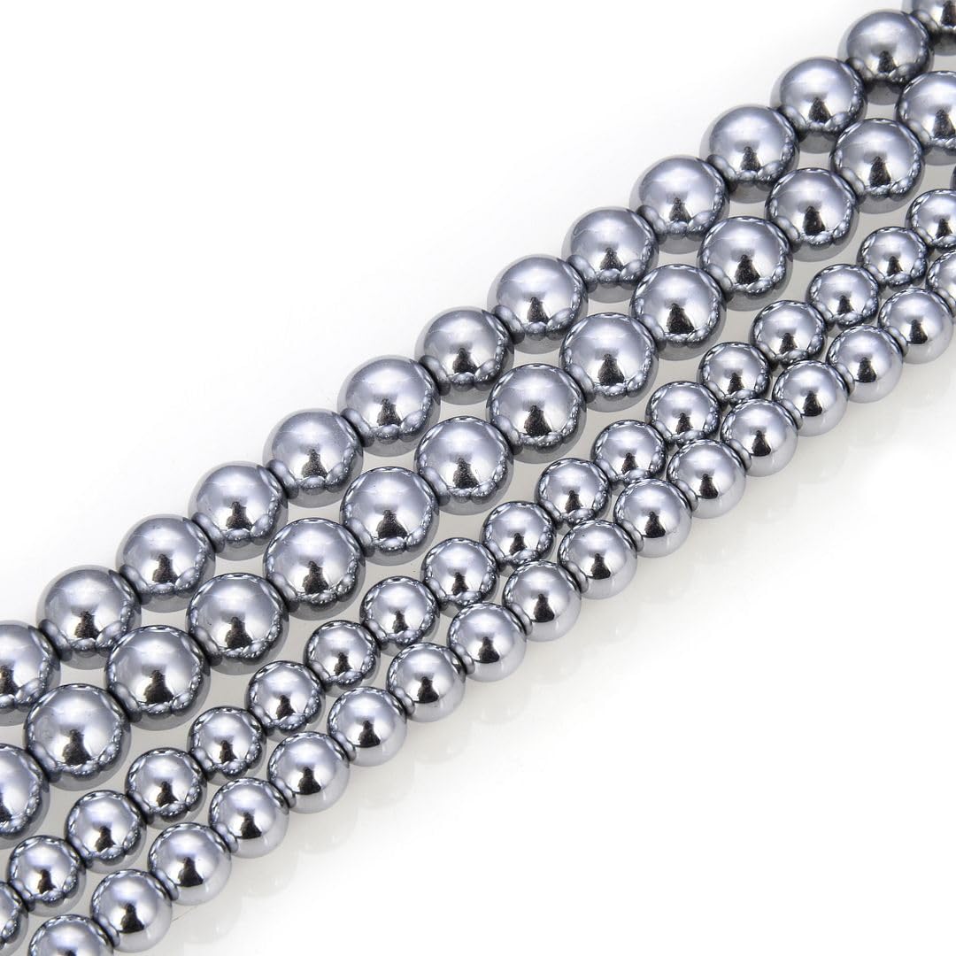 40pcs Adabele Grade A Natural Hematite White Gold Platinum Plated Healing Gemstone 10mm Round Loose Beads Gem Stone Spacer for DIY Craft Jewelry Making GFC-E10