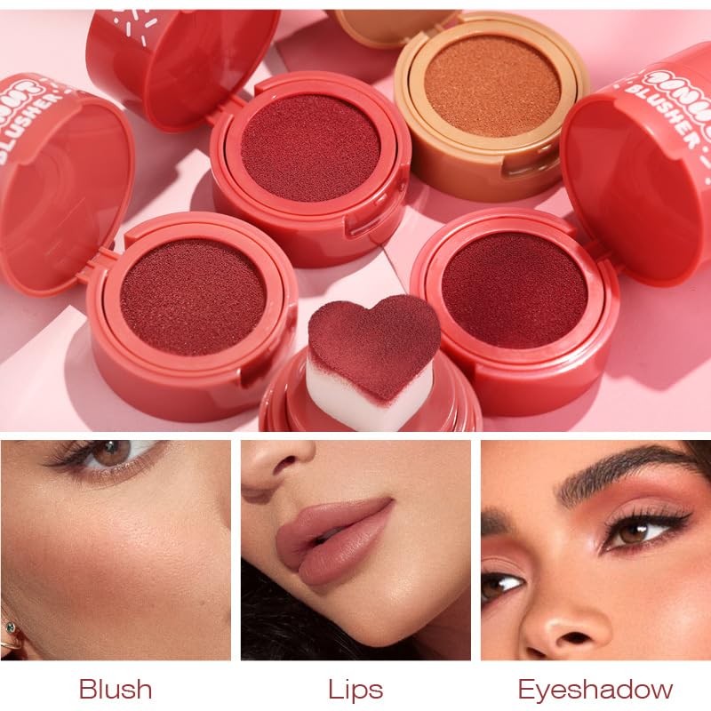Stamp Liquid Blush Stamp Blush with Heart Shaped Applicator Natural Long Lasting Blush, Light and Airy Makeup for Women (6)