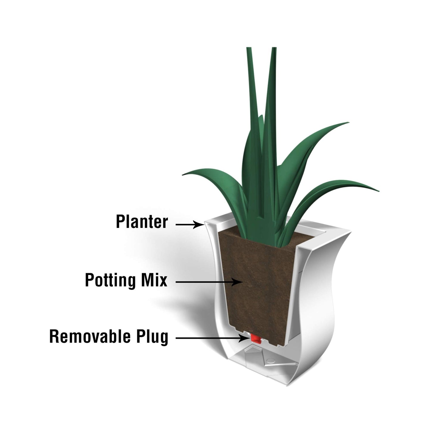 Mayne Valencia 16x16 Modern Polyethylene Resin Square Planter in Graphite Gray