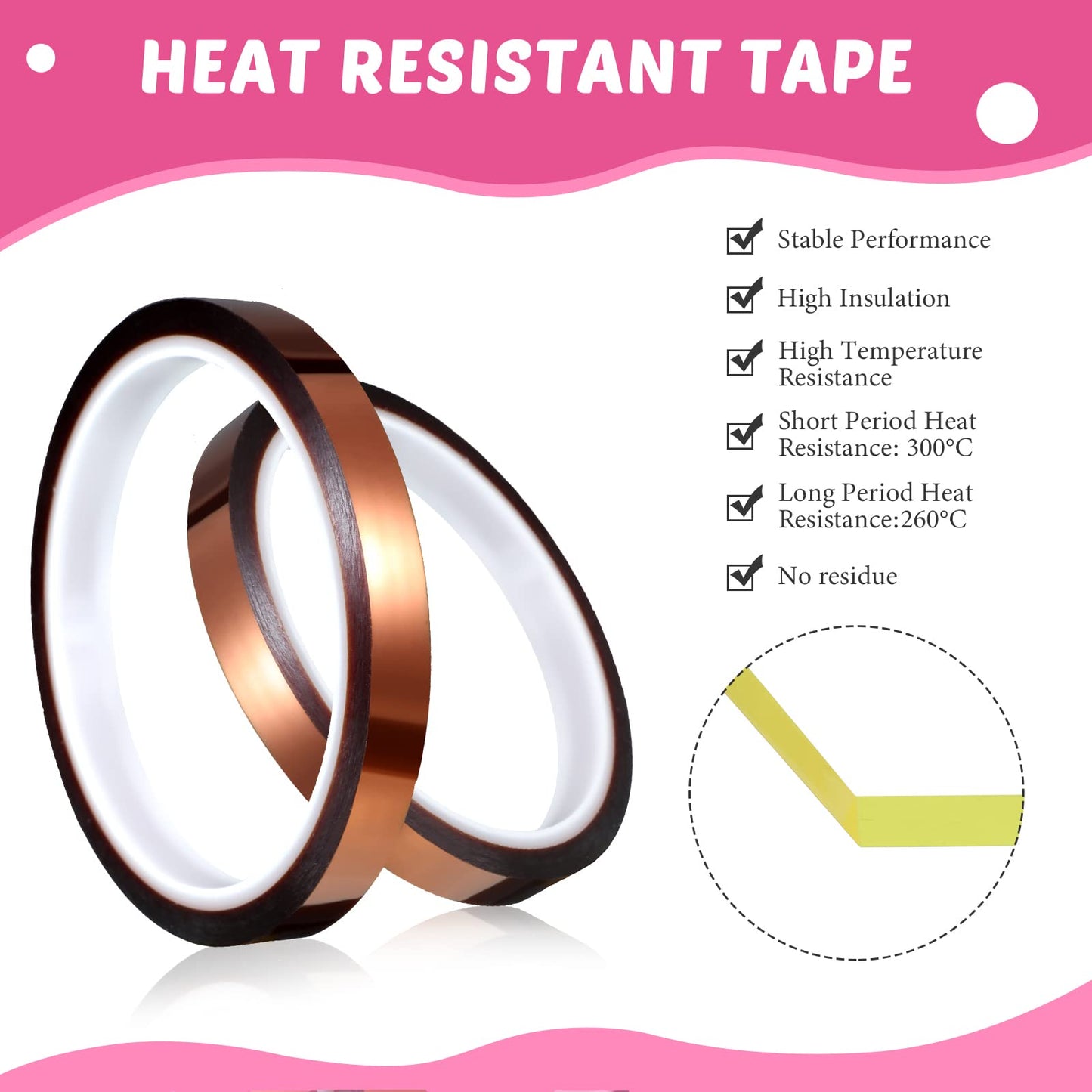 Sabary 9 Pcs Heat Tape Dispenser Set Pink Sublimation Tapes Dispenser Adhesive Roll Holder 2 Heat Press Resistant Gloves with Silicone Bumps 6 Sublimation Thermal Tape for Office Home