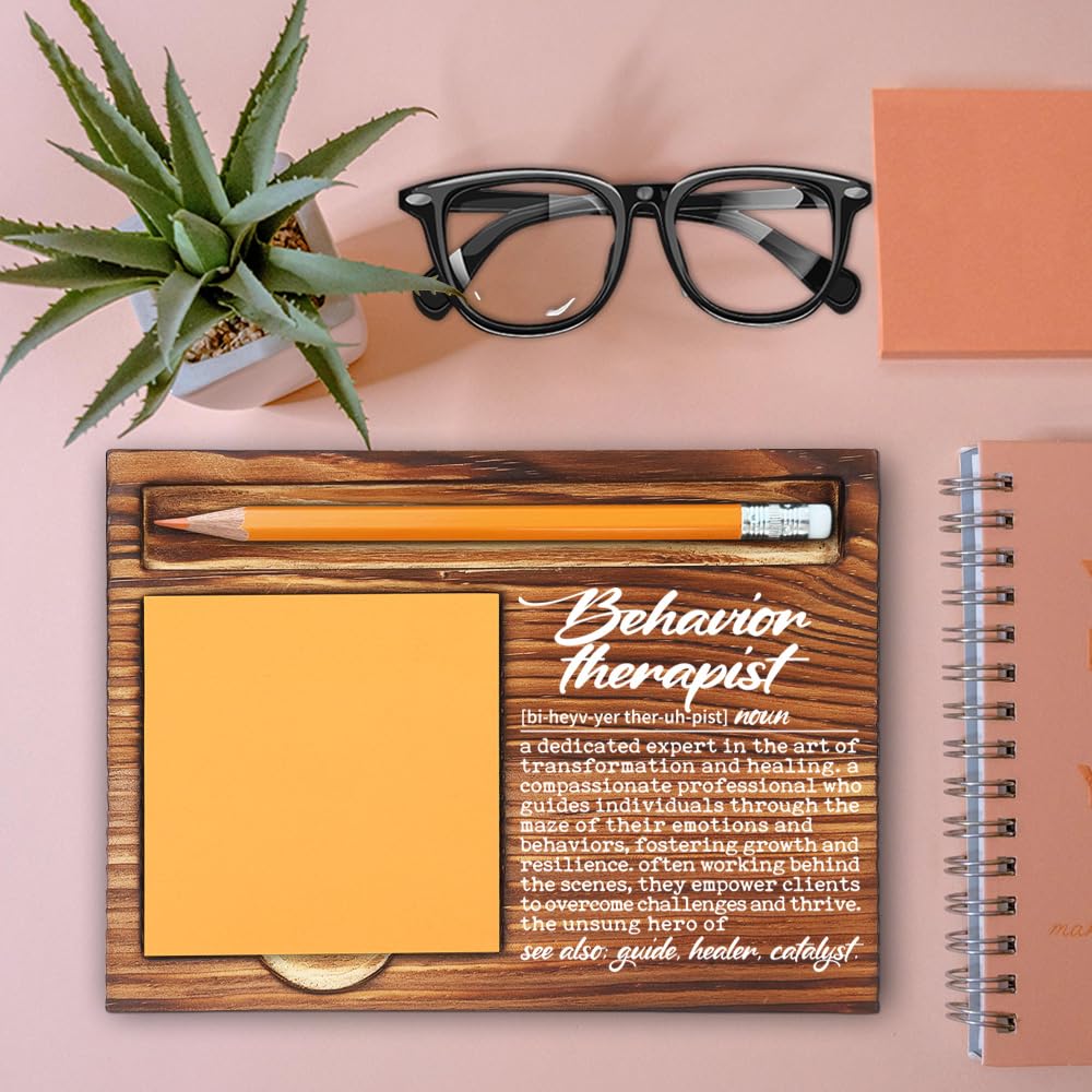Behavior Therapist Gift for Women Men, Inspirational Thank You Gifts for ABA Therapists RBTs BCBA, Behavioral Health Professionals, Therapy Appreciation Decor Self-Stick Note Pad Holders-LBB69