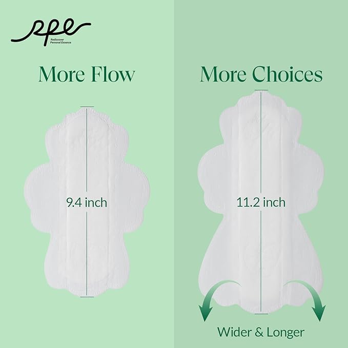 100% Large Organic Pads for Women, Ultra Thin Heavy Flow Sanitary Pad with Wings, Unscented Cotton Pads Menstrual, Super Absorbency Feminine Pad Extra Coverage Period (Large, Size 4, 16ct)