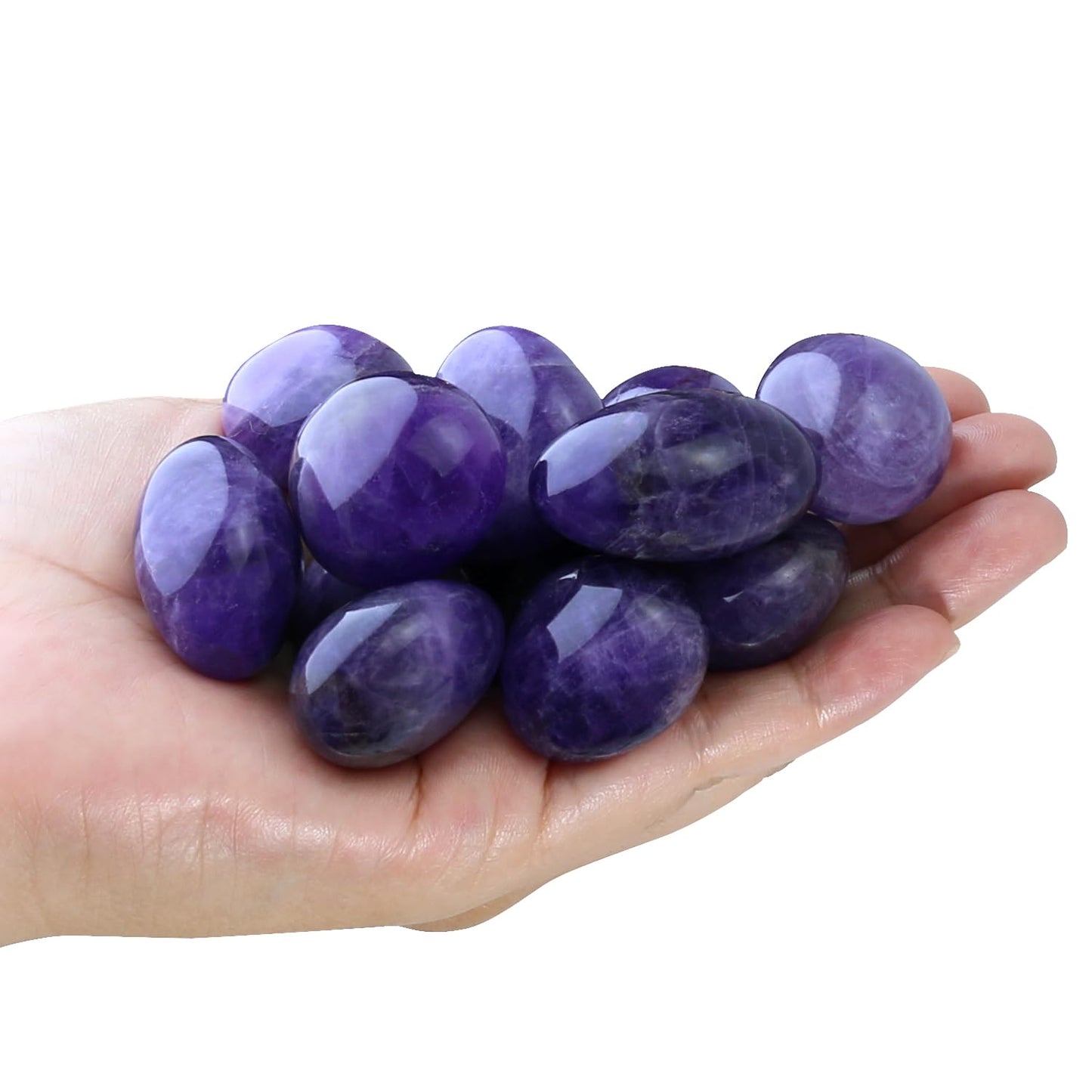 Namzi Brazilian Tumbled Polished Natural Amethyst Crystals Stones, Amathesis Crystal, Raw Amethyst, Healing Crystals Gemstone Quartz Bulk for Wicca, Healing Energy, Witchcraft Supplies(10 Pce)