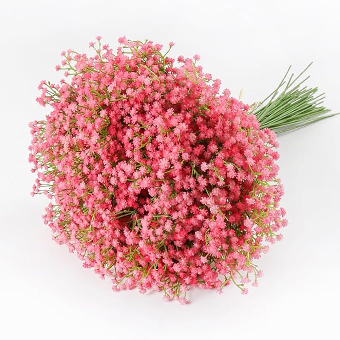 DEEMEI 15 PCS Babys Breath Artificial Flowers Fake Babys Breath Flowers Artificial Bulk Pink Gypsophila Bouquets Real Touch Faux Flowers for Wedding Floral Arrangement Party Home Decoration