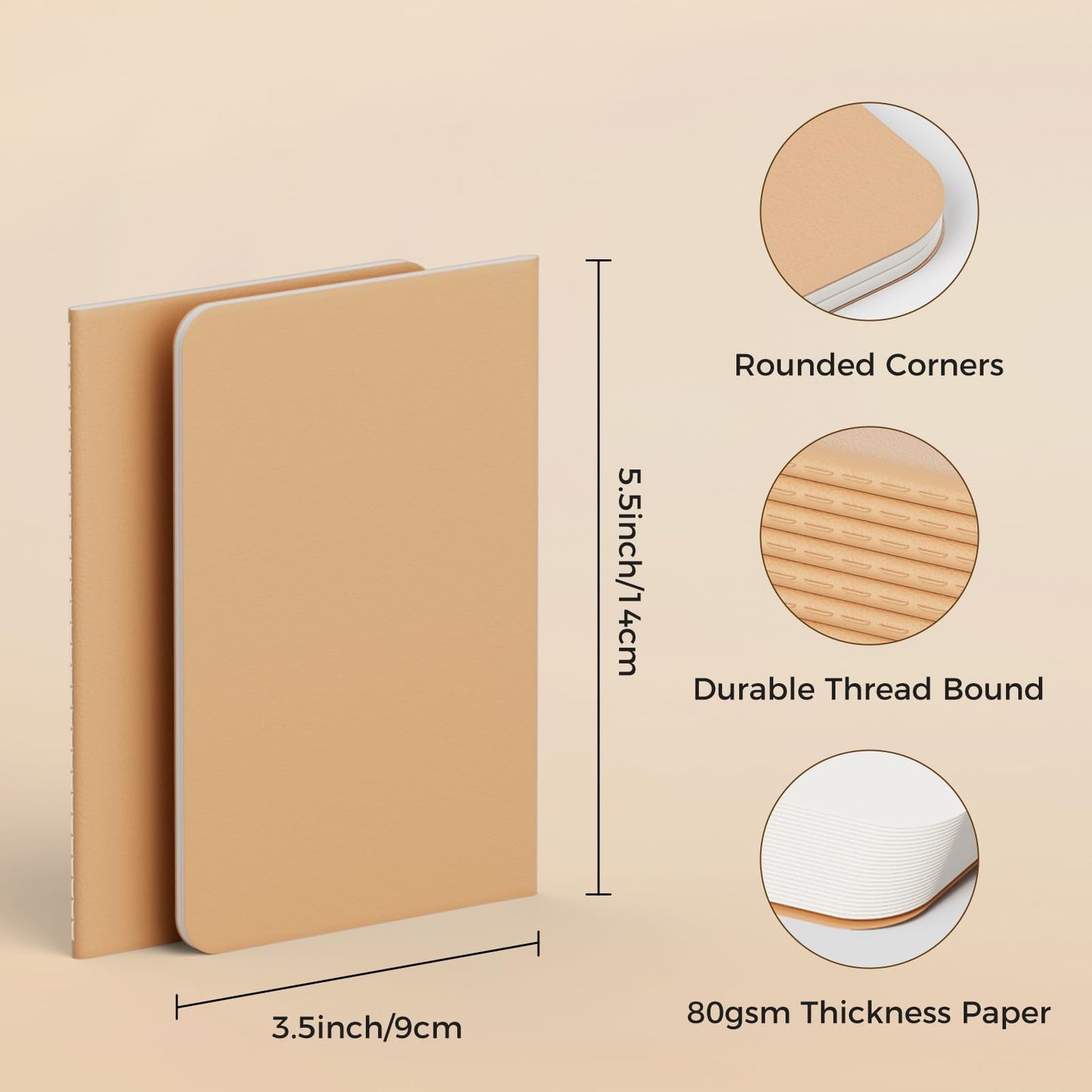XYark 20 Pack Blank Small Pocket Notebook Journals Bulk with Thick Unlined Paper, 60 Pages, 5.5x3.5 inch, A6 Size, Easy to Carry, Kraft Cover, Diary Writing Sketchbook Subject Notebooks Planner