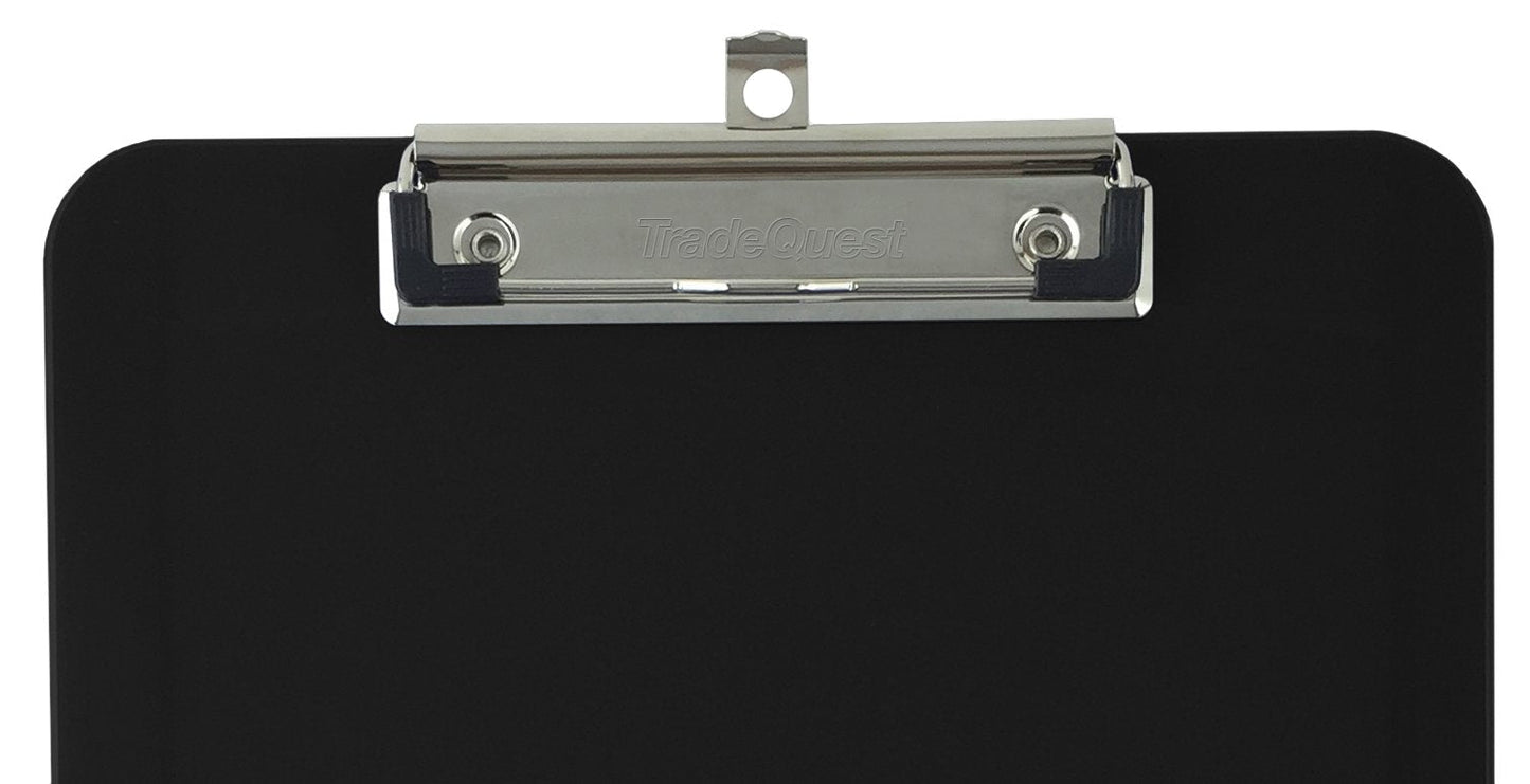 Trade Quest Plastic Clipboard Opaque Color Letter Size Low Profile Clip (Pack of 12) (Black)