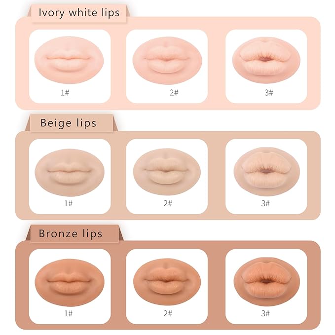 3D Silicone Fake Lips Large with Lipstick for Makeup Tattoo Practice Realistic Artificial Lip Mannequin for Beginners Artists (Sausage Shaped Lip,Tan)