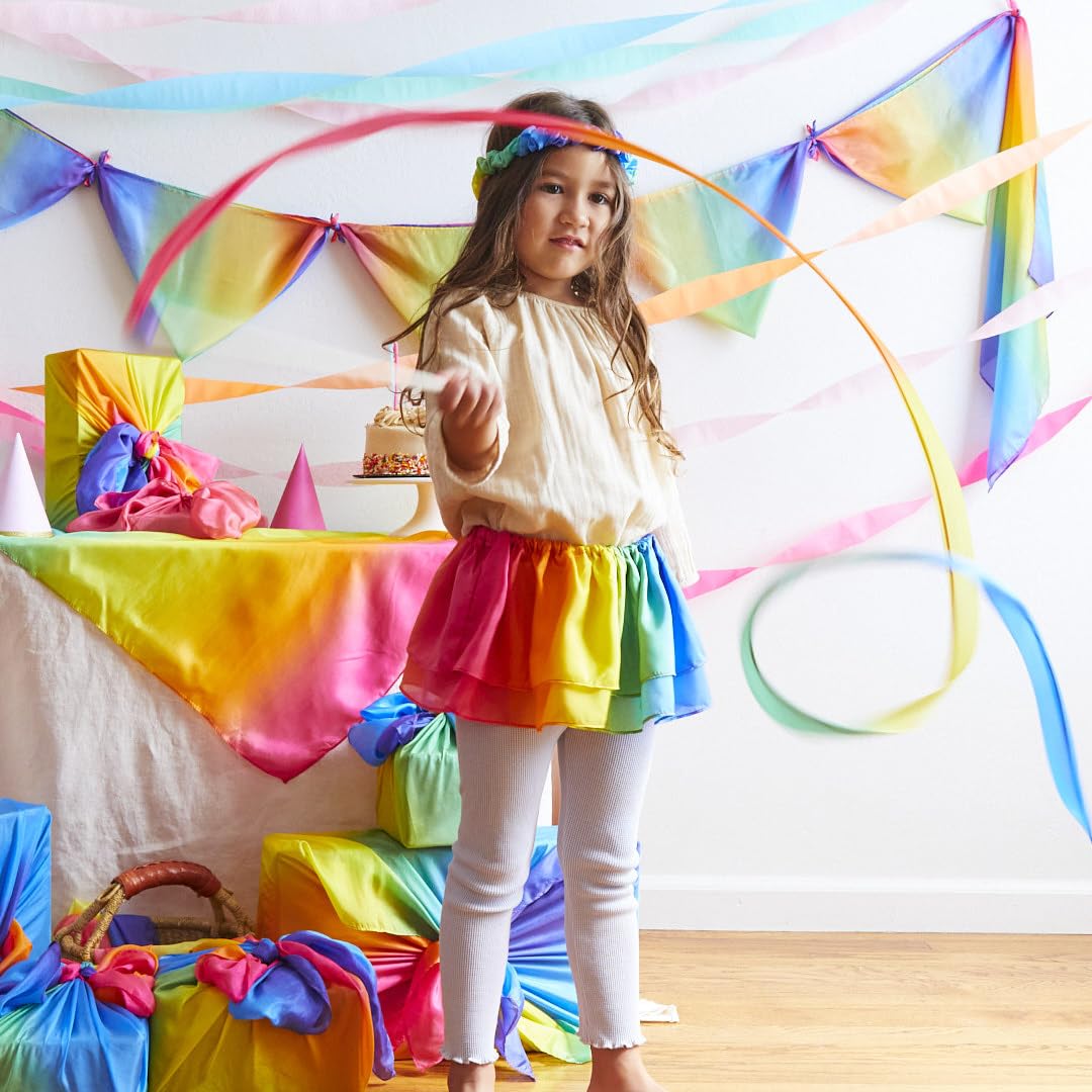 Sarah's Silks Rainbow Streamer - 8' Long Twirling Ribbon Wand for Kids | Montessori and Waldorf Toys