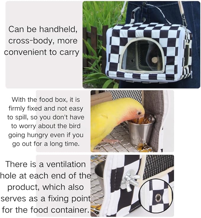 Copfeu Bird Travel Carrier with Perch Parakeet Carriers with Net, Pad Mat, Feeder Portable Pet Carrier Bag for Bird Transparent Travel Carrier Cage for Budgie Conure Cockatiel (Colorful)