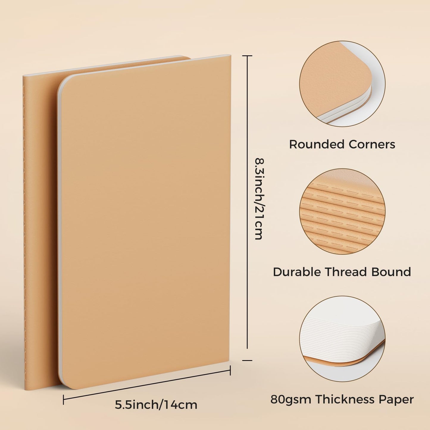 12 Pack Notebook Journals for Travelers, Students and Office, Writing Sketchbook Memo Diary Subject Notebooks Planner with Blank Paper, 60 Pages, 30 Sheets, 8.3x5.5 inch, A5 Size, Travel Journal Set