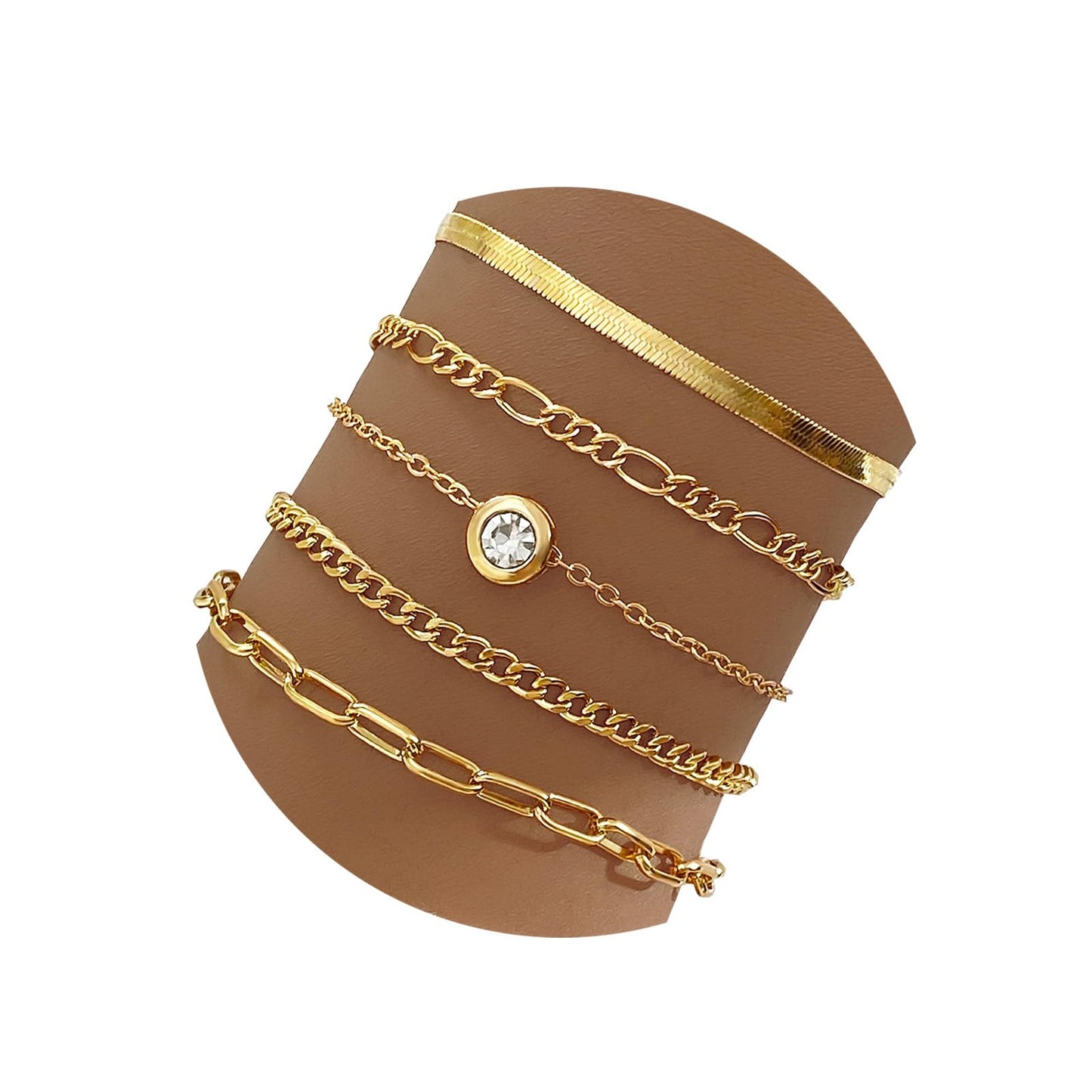 IFKM Gold Bracelets for Women, 14K Gold Plated Dainty Link Chain Bracelet Set, Trendy Stackable Layered Bracelets jewelry Gifts