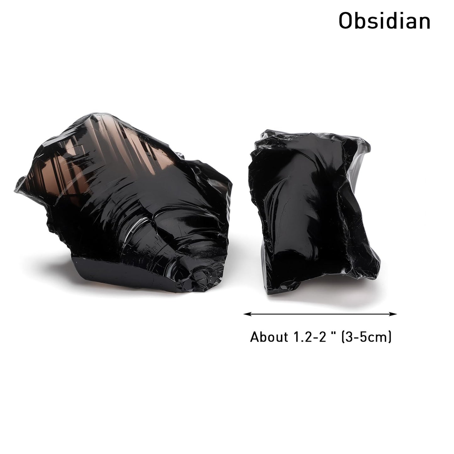 GolbalJew Obsidian Natural Raw Crystals 2PCS Healing Crystal Stones 1.2-2.0” Reiki Healing Gemstones for Meditation Chakra Balance Home Decor