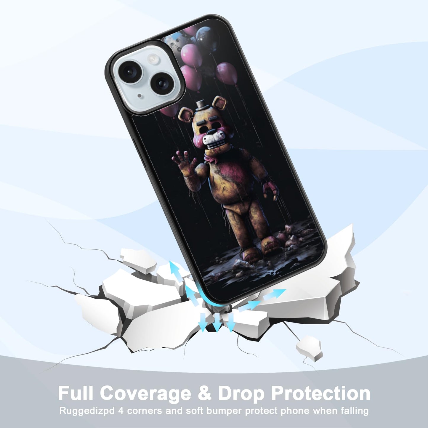 MMYAJT Black Cute Phone Case Fit for iPhone 15, TPU Shockproof Protective iPhone Case Horror Video Game Phone Cover Gift for Boy Girl Men Women