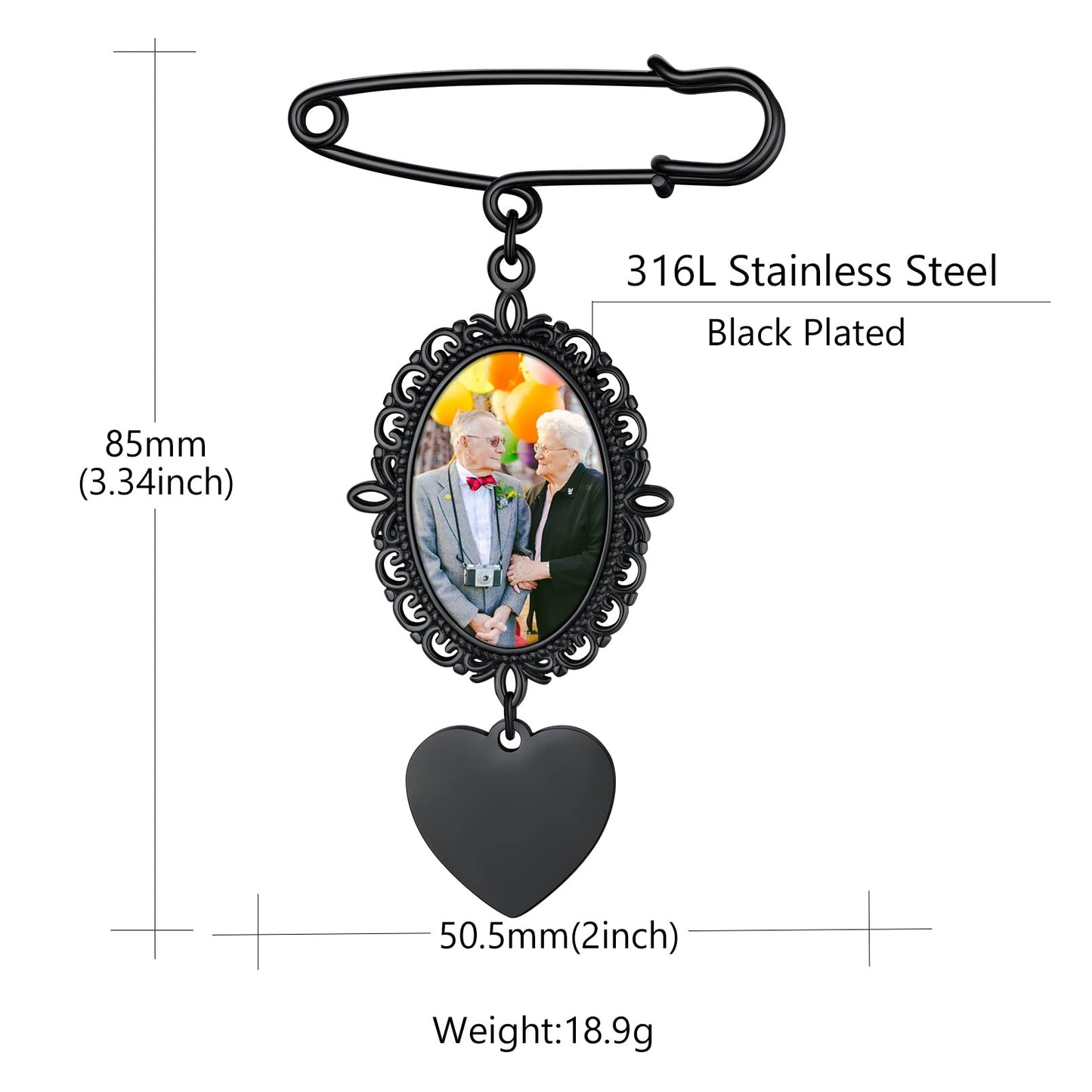 Custom4U Bouquet Charms for Wedding Memory Custom Photo Pins Brooch Men Women Bride Groom