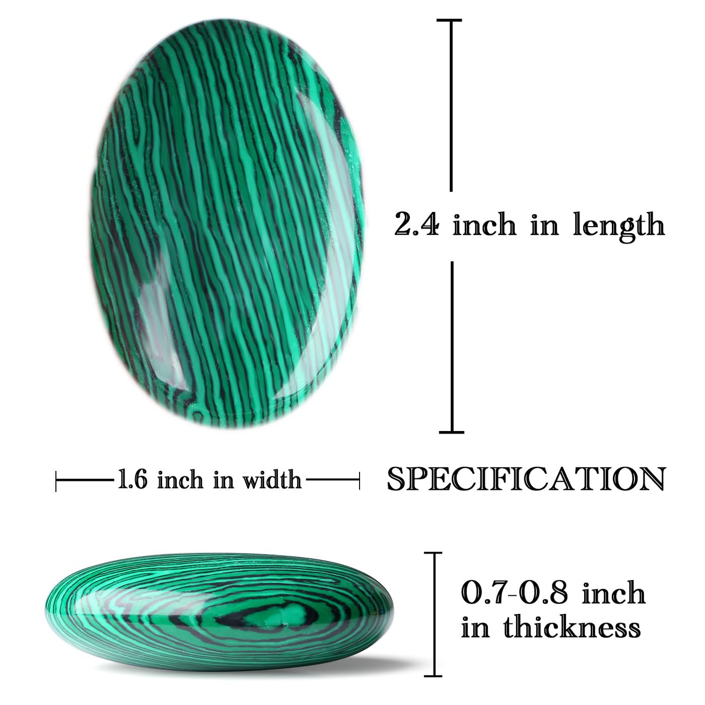 MAIBAOTA 2.4" Large Malachite Crystals Stone Polished Palm Stone Healing Crystals 0.7" Thick Natural Reiki Gemstone Worry Stone Energy Balancing Anxiety Stress Relief Meditation 1 Pc