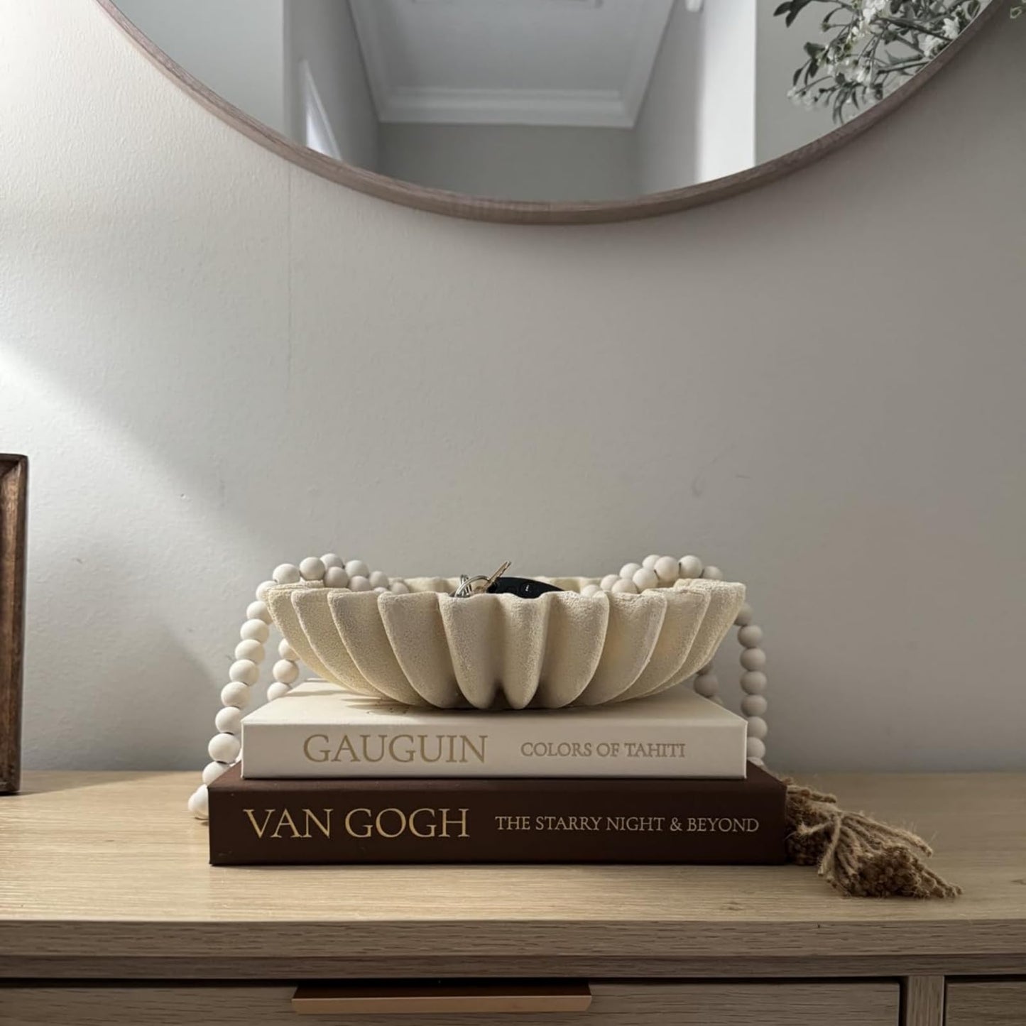 Fveuc Decorative Books for Home Decor - Stackable Faux Book Box for Coffee Table Styling & Hidden Storage - Neutral Linen Fake Books as Display Riser for Shelf & Entryway (Set of 2, Van Gogh Art)