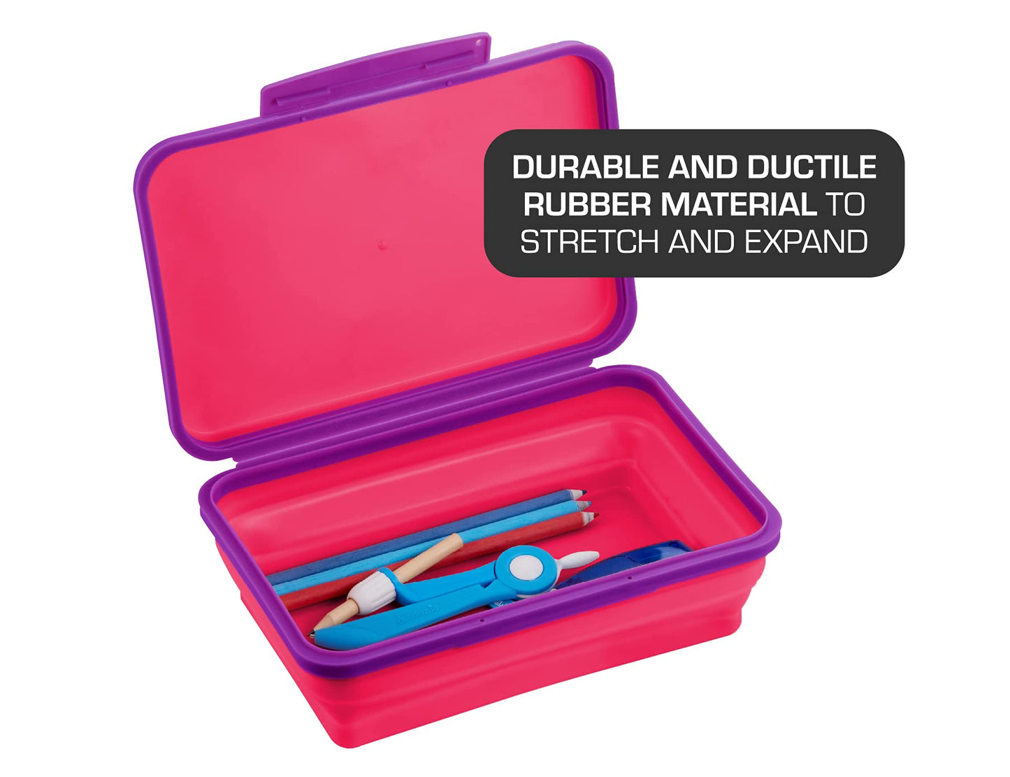 It's Academic Flexi Storage Box with Lid, Collapsible Pencil Case Design for Craft and School Supplies, 3-Pack