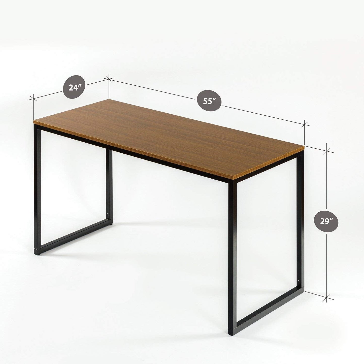 ZINUS Jennifer 55 Inch White Frame Desk, Computer Workstation, Office Desk, Easy Assembly, Brown