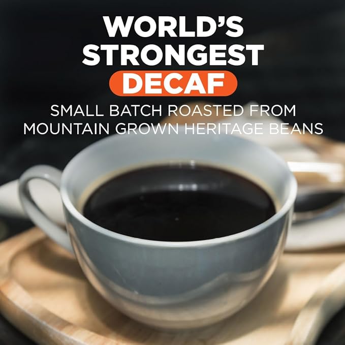 Maud's World's Strongest Decaf Dark Roast Coffee Pods, 36 ct, Decaffeinated Dark Roast Coffee in Recyclable Single Serve Pods – 100% Arabica Coffee, Compatible with Keurig K Cups Maker