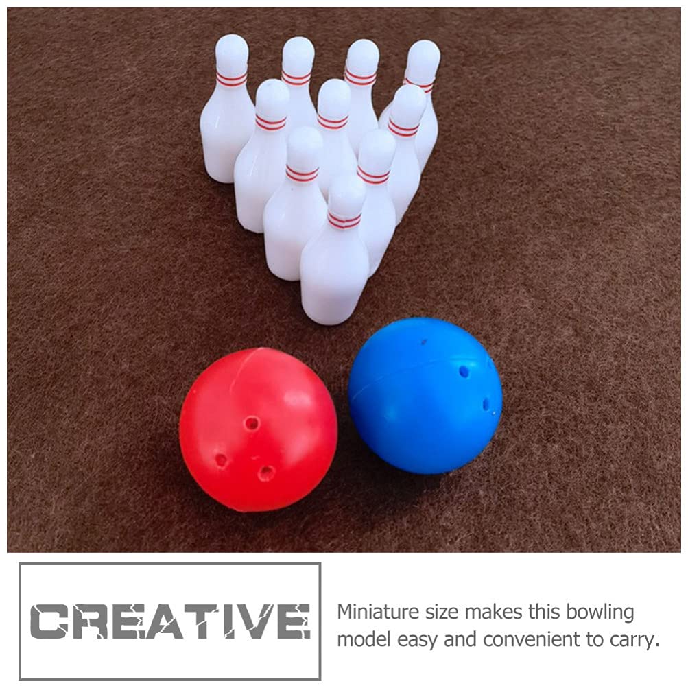 Toyvian 2Set Dollhouse Miniature Bowling Ball Set Miniature Dollhouse Bowling Game Toy Mini Desktop Tabletop Toy for Decoration Accessories