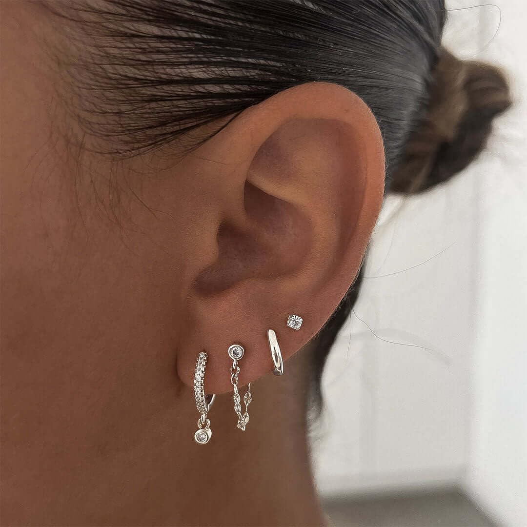 SELFROSE Sliver Earrings for Women,Dainty Huggie Earrings Stack Statement Silver Dangle Drop Earrings for Women Trendy Fashion Womens Jewelry