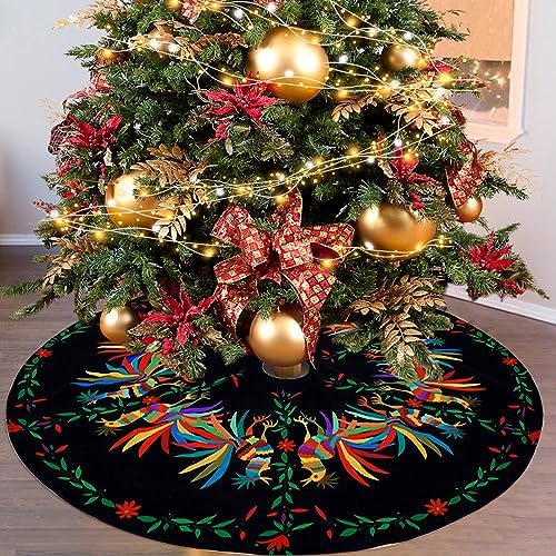 Round Ethnic Mexican Christmas Tree Skirt 48 Inch