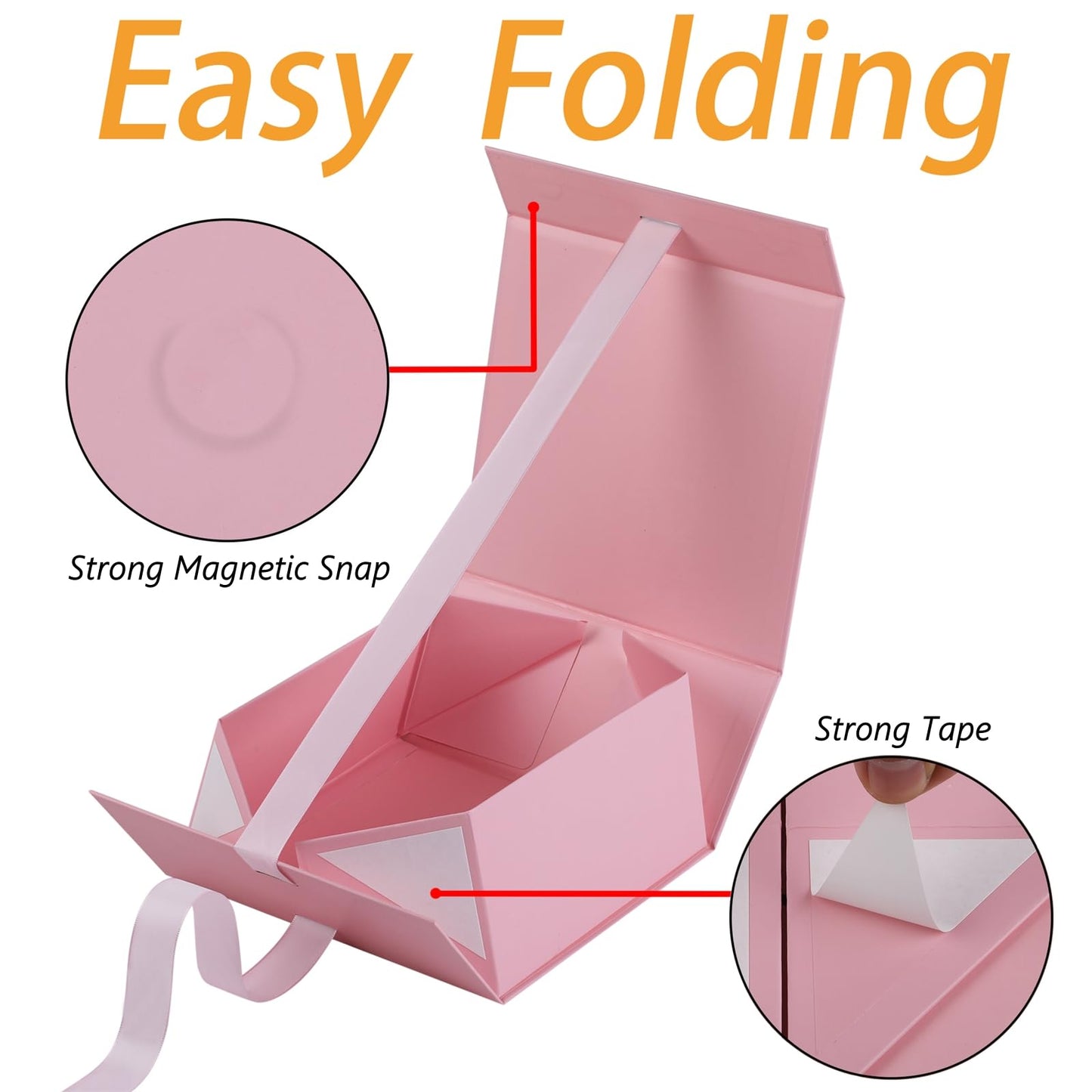 OEMVALATY Pink Gift Box,6x6x3 Inches Gift Boxes with Lids for Presents with Magnetic Closure and Ribbon for Wedding,Storage,Birthday