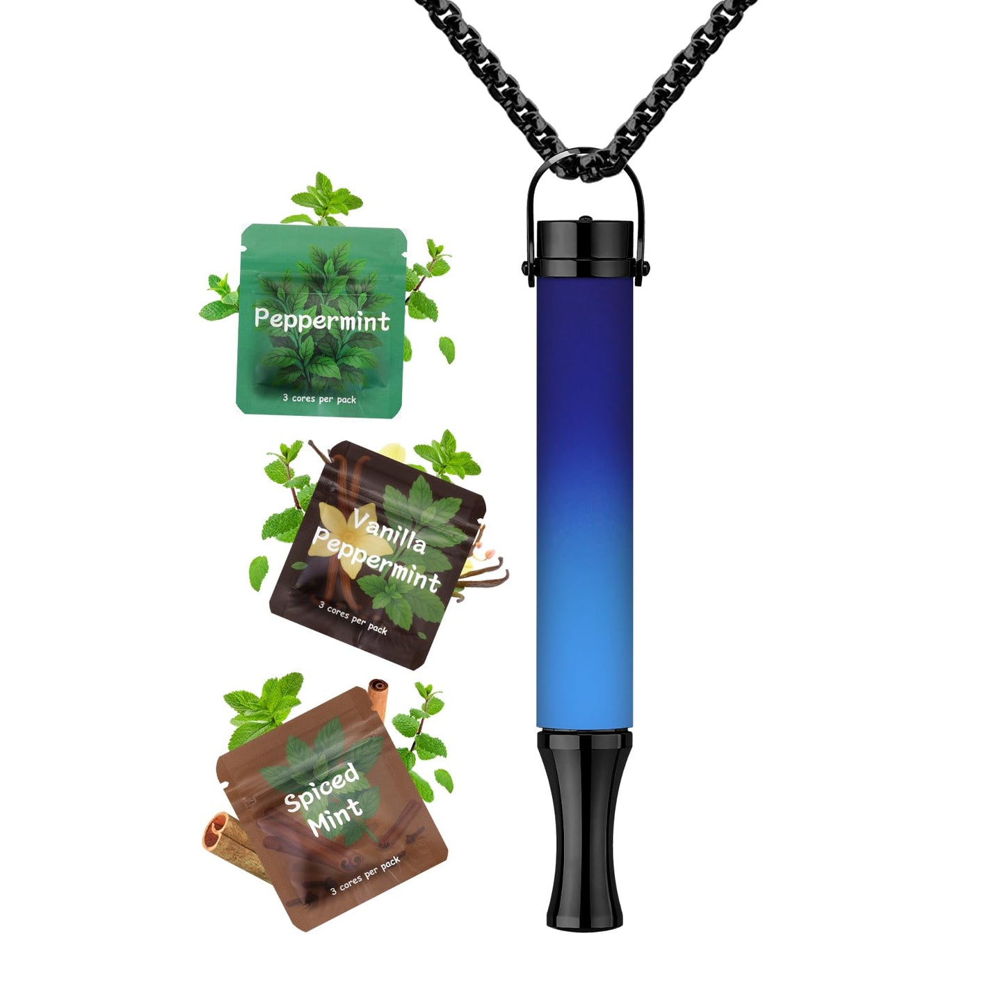 ASTOFLI Breathing Necklace For Anxiety Adults - Adjustable Air Outlet Breathe Necklaces With Flavored - Breath Free Stress Relief Device With Flavor - Meditation Gifts For Women Men