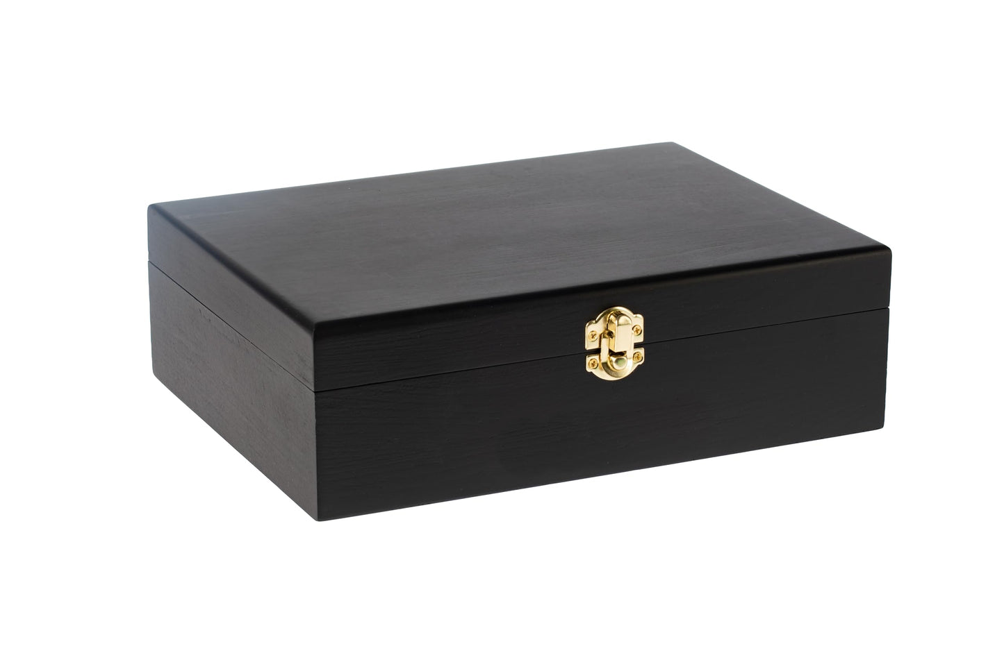 Creative Hobbies Large Black Wooden Keepsake Box with Gold Clasp | 10.25″ × 7.5″ × 3.25″ Storage Case for Photos, Jewelry, Crafts & Gifts