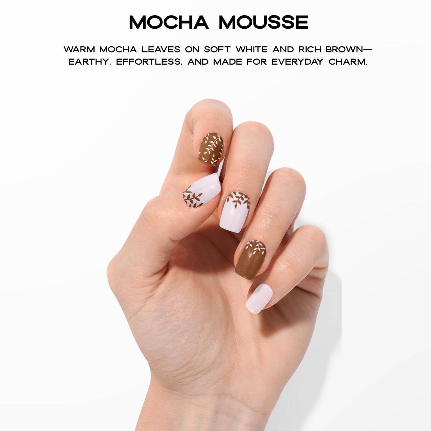 Adora Couture Semi Cured Gel Nail Strips with 30 Pieces - Salon Quality Manicure Kit for Women Easy Application Wraps Includes Prep Pads Nail File Wooden Stick, UV Light Required (Brown Mocha)