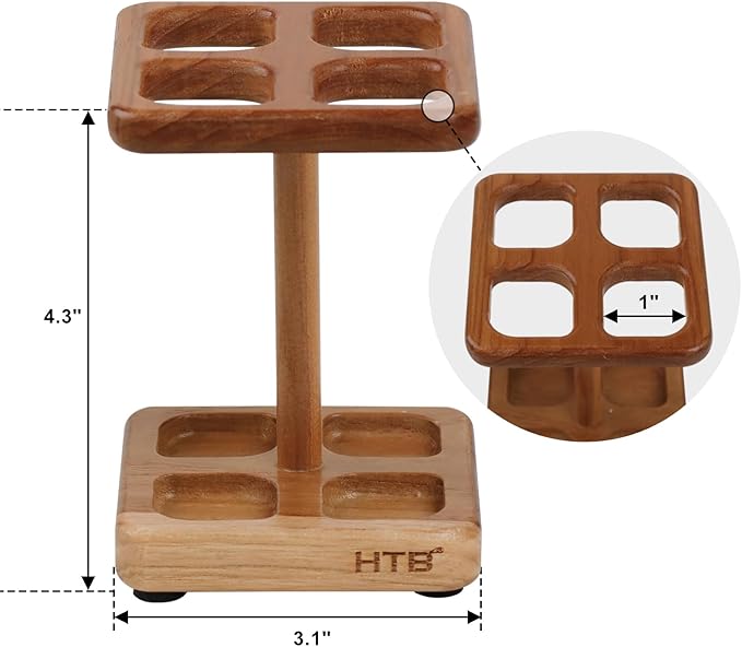 HTB Toothbrush Holders for Bathrooms,Teak Toothbrush Organizer Storage for Countertop,Tooth Brush Stand for Makeup Brush,Razor,Bathroom Accessories