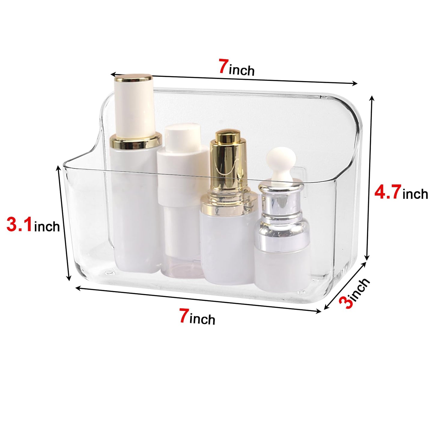 CGBE 2 Packs Cabinet Door Organizer, Acrylic Adhesive Shelf Wall Mounted Storage, Self Adhesive Shower Shelves Without Drilling, Automatic Draining Clear Shower Organizer for Bathroom