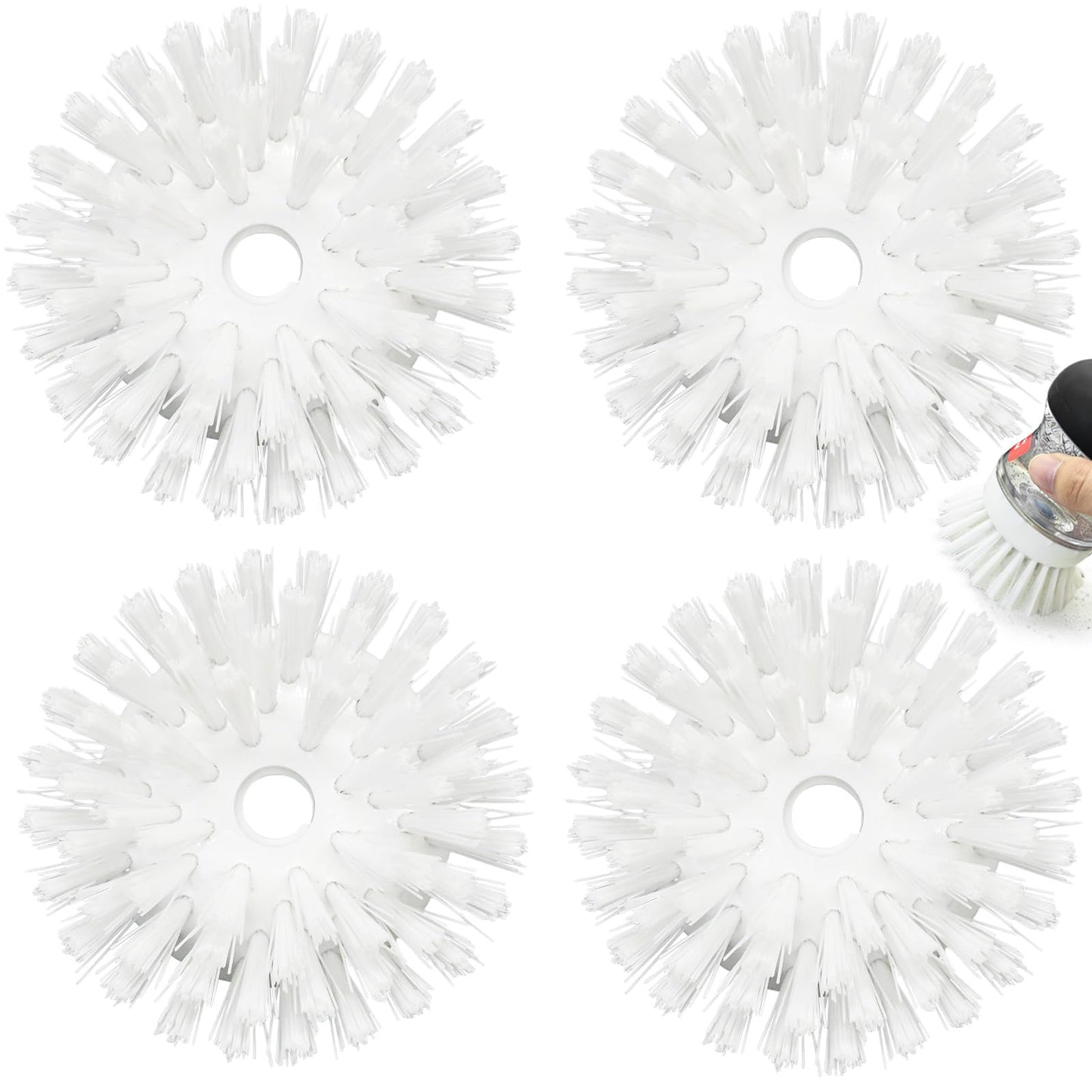 Palm Brush Refills for OXO Soap Dispensing Dish Brush - 4 Pack Cleaning Replacement Brush Head for OXO Palm Brush(White)