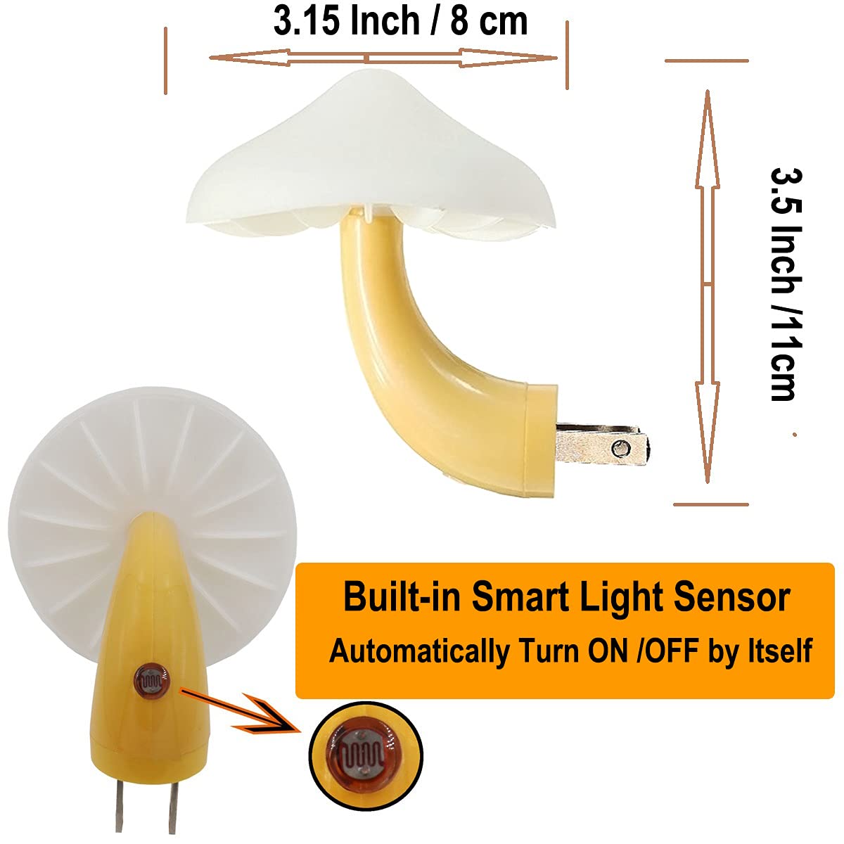 AUSAYE 2 Pack LED Cute Mushroom Night Light Plug into Wall Lamp 7-Color Changing Sensor Night Lights for Kids Adults Bedroom,Bathroom,Kitchen and Stairs NightLight Birthday Christmas Gifts