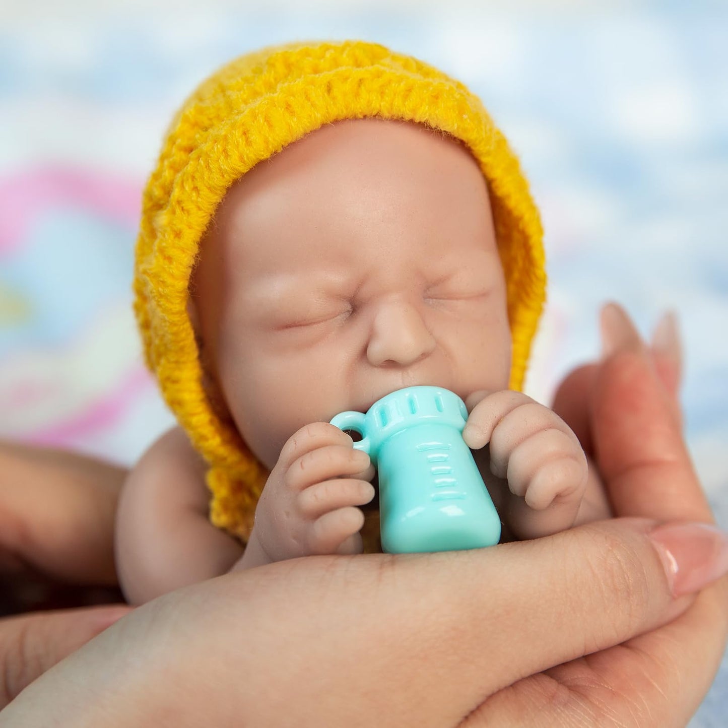 IVITA 8 inch Crying Mini Silicone Baby Dolls Weep Tiny Babies Washable Reality Babe Lifelike Realistic Infant with Feeding Kit & Gift Box