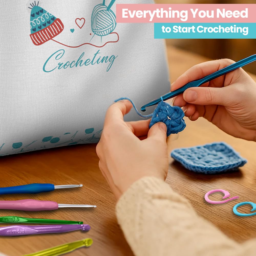 Starter Crochet Kit for Beginners Adults – 73PCS Complete Learn to Crochet Set with Yarn, Ergonomic Hooks & Accessories, Easy DIY Crochet Starter Kit, Craft Gift for Women, Teens & Adults