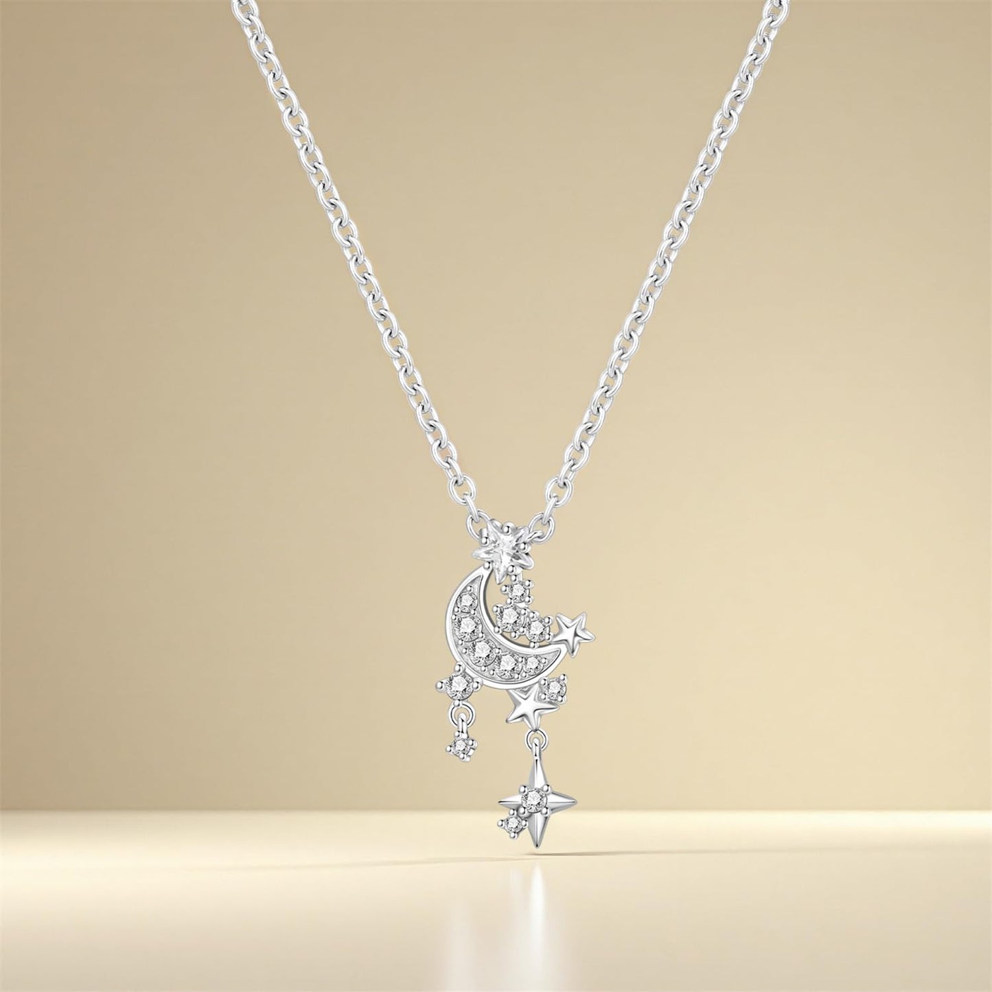 MISEFF 925 Sterling Silver Fashion Pendant Necklace for Women，Fashion Jewelry, 18K Gold Plated， Advanced Retro Series Link Chains ，Basic Multifunctional Accessories Suitable for Multiple Occasions and Daily Wear (Starry Sky)