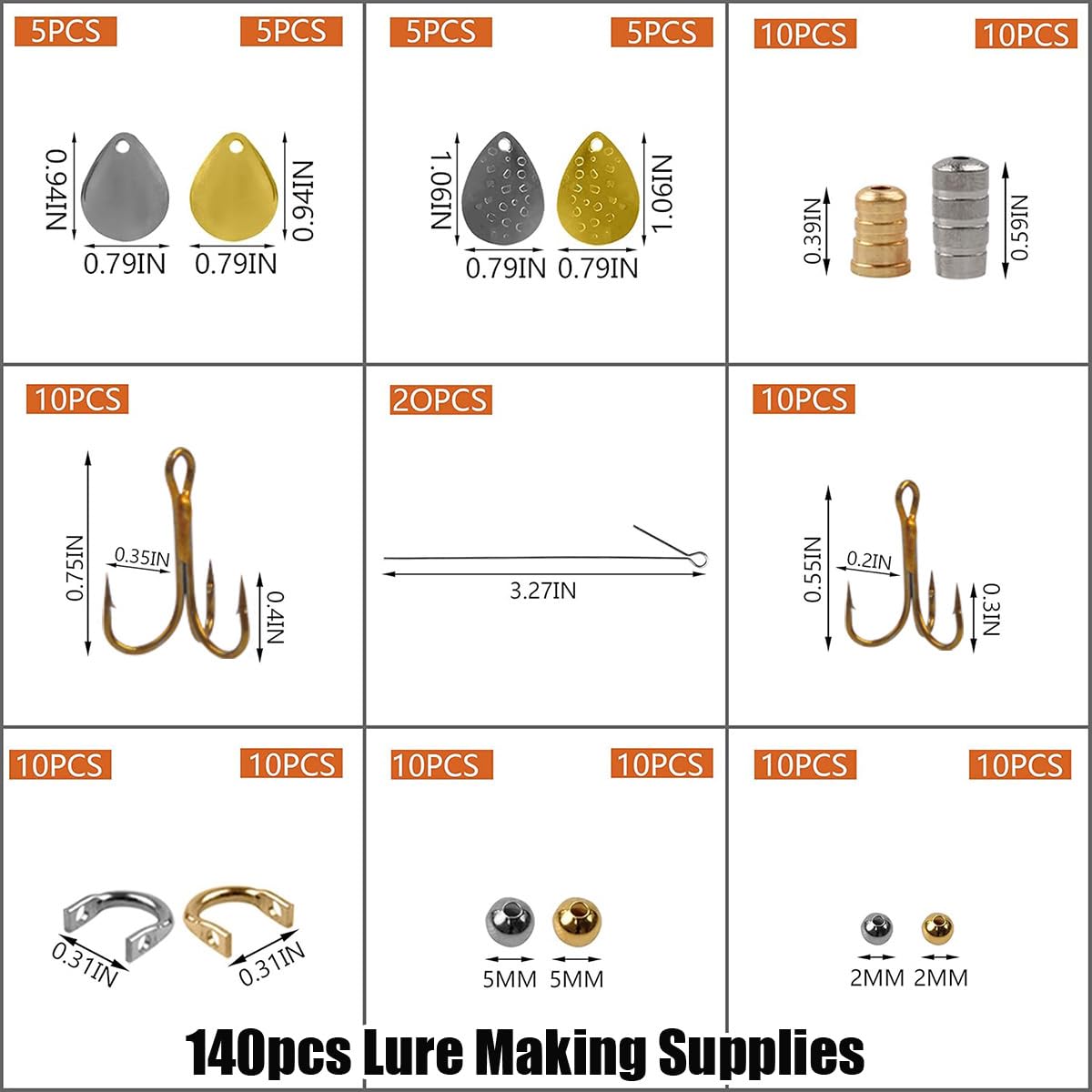 Fishing Lures Spinner Baits Lures Making Kit Inline Spinner Parts Assortment Shaft Clevis Spinner Blade DIY Fishing Spinner Making Supplies Tackle Kit