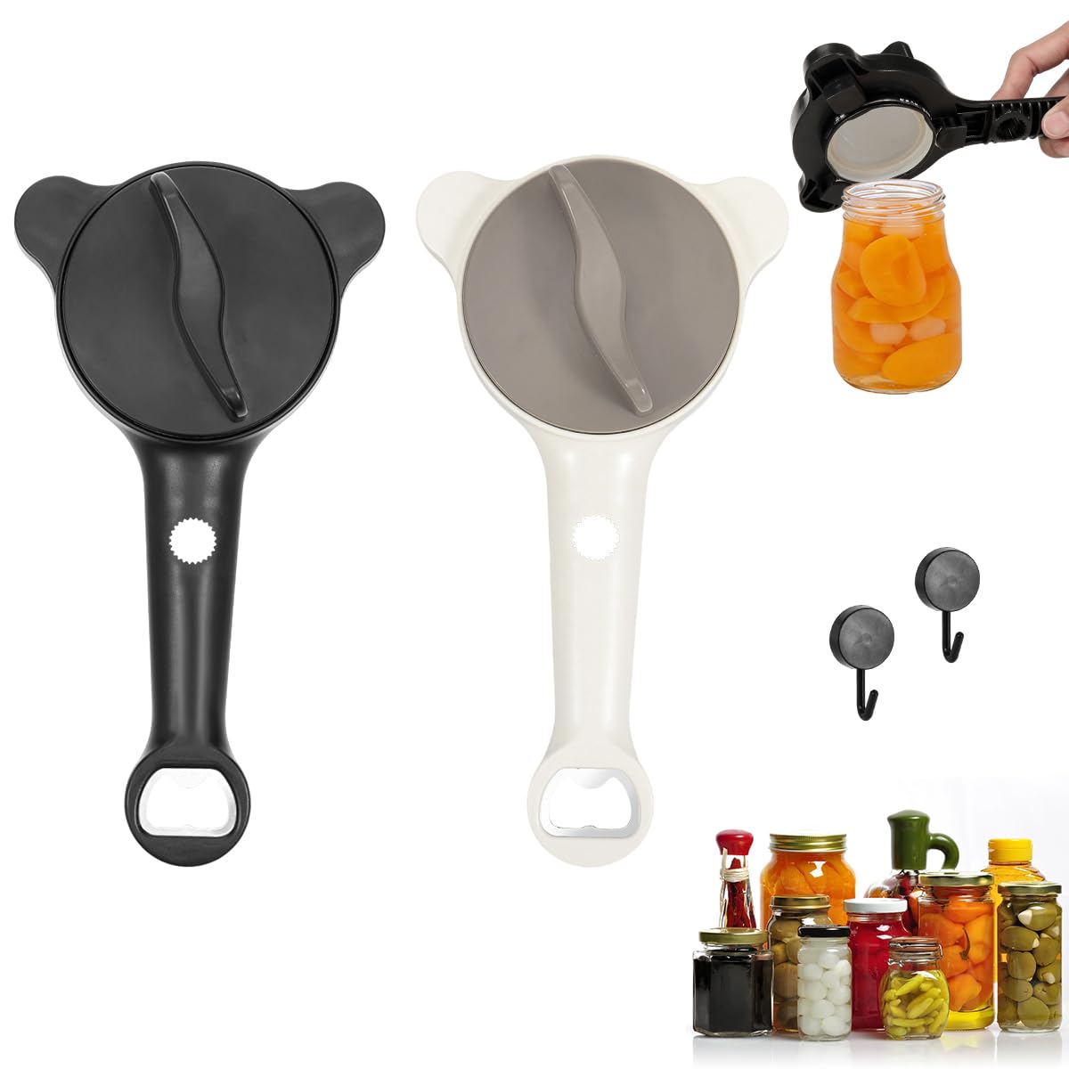 4-in-1 Multi-functional Jar Opener | Stainless Steel Can Opener 2PCS Jar & Bottle Openers | Various-Sized Can Lid Tools Multi Size Lid Tool for Jars Cans Wine Bottles Household Kitchen Tools
