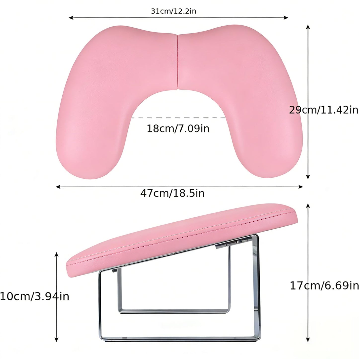 Arm Rest for Nails,U-shaped Manicure Nail Hand with phone holder Rest Pillow Cushion,Foldable PU Leather Nail Tech Arm Rest for Nails Tech,Foot Hand Rest (Light pink)
