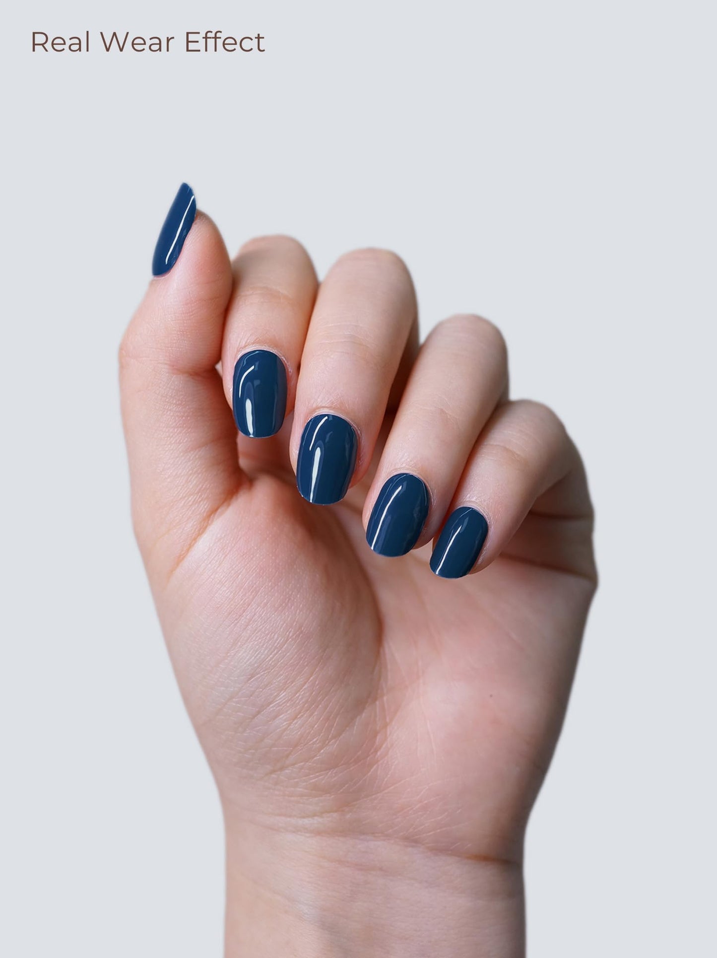 Beaolata Real Gel Nail Strips (No UV Light Needed) - 44Pcs Salon Quality Nail Stickers - Long Lasting Polish Wraps for Women, Easy Apply & Remove (Abyssal Blue)