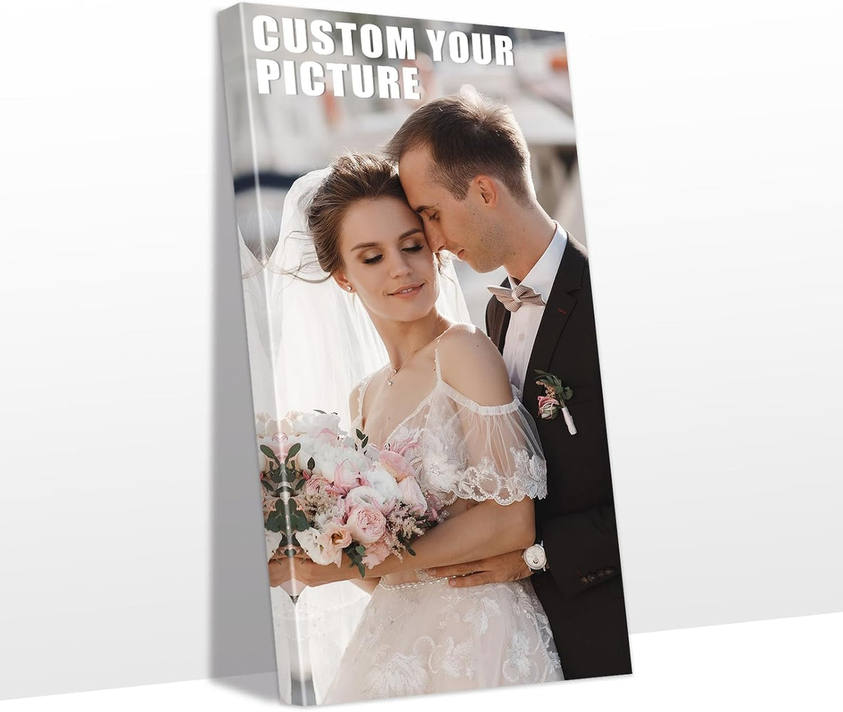 Personalized Custom Canvas Prints with Your Photos & Text, Customized Picture Print, Transform Own Images Into Framed Wall Art Digitally Printed Photo to Canvas, Keepsakes Gifts for Family 8x16’’