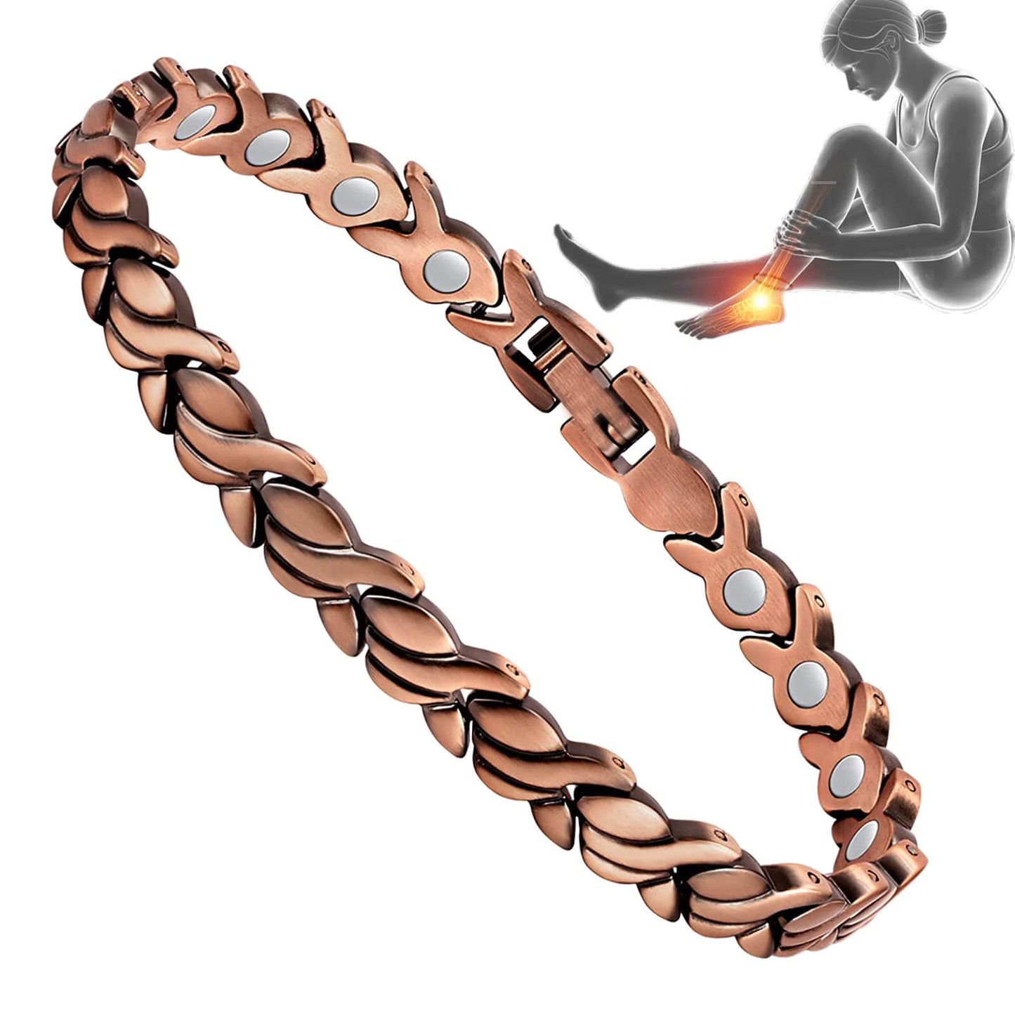 Copper Anklet for Women, 99.99% Pure Copper Jewelry with Magnets