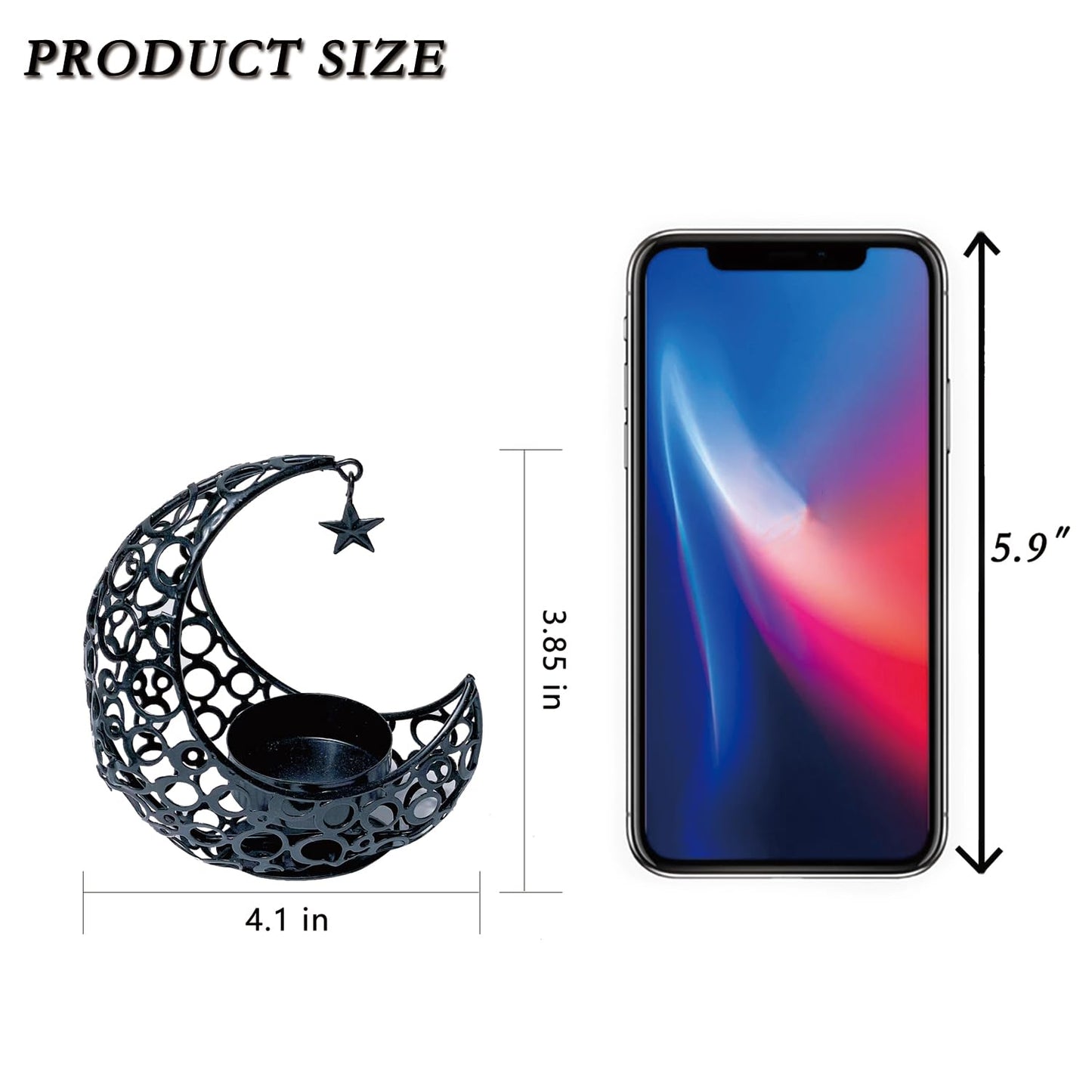 COMZPLIFE Moon Tea Light Candle Holder, Black Metal Decorative Candle Stand for Home Decor, Gift (2Pcs)